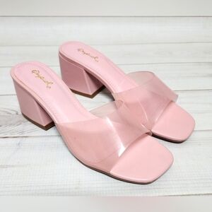 Qupid Pink Mule Slide Heel Sandal Size 5.5 - New Without Box